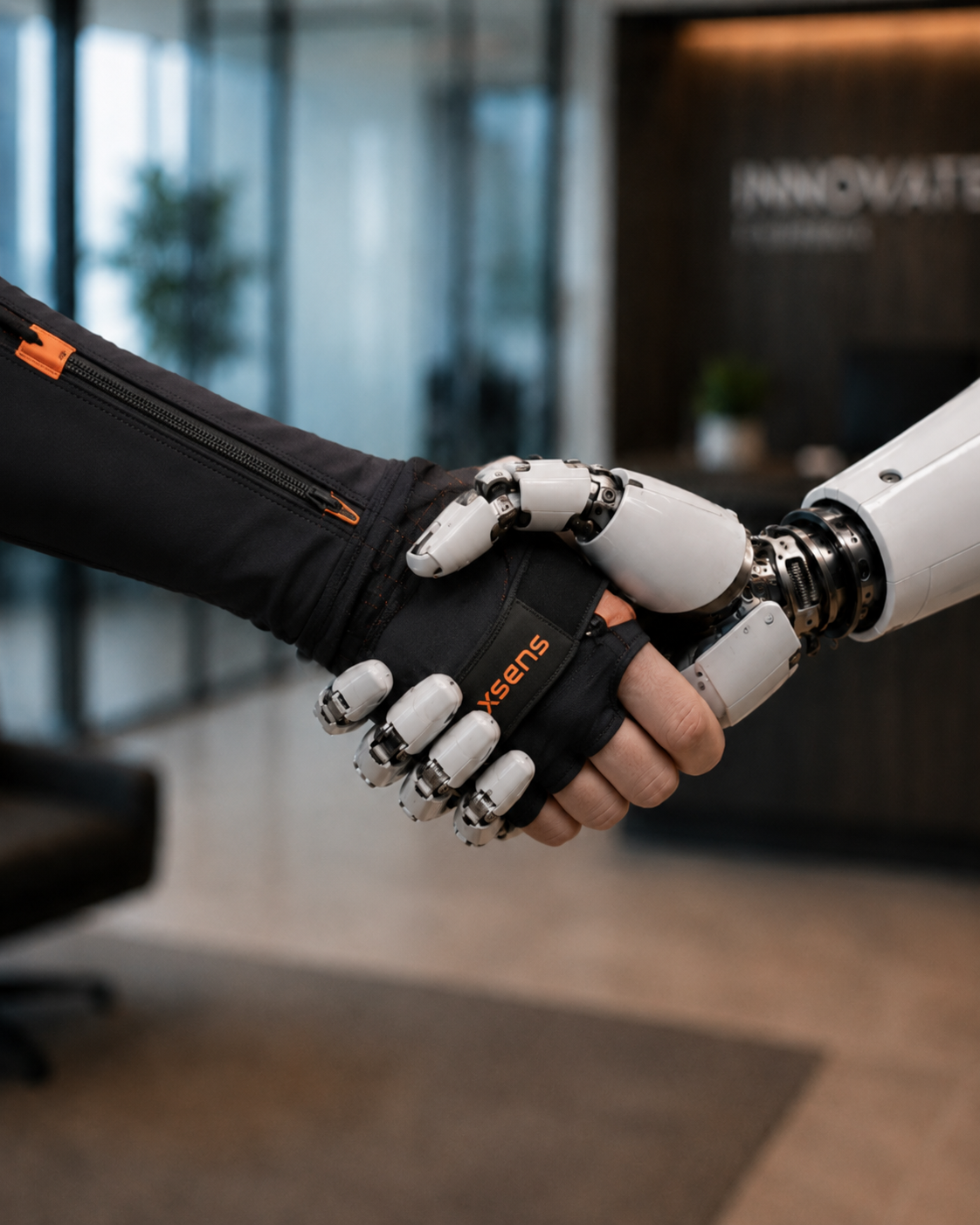 human and robot handshake